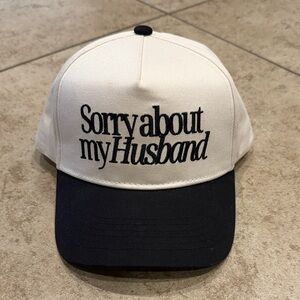 Sorry About My Husband Beige and Black SnapBack Trucker Hat